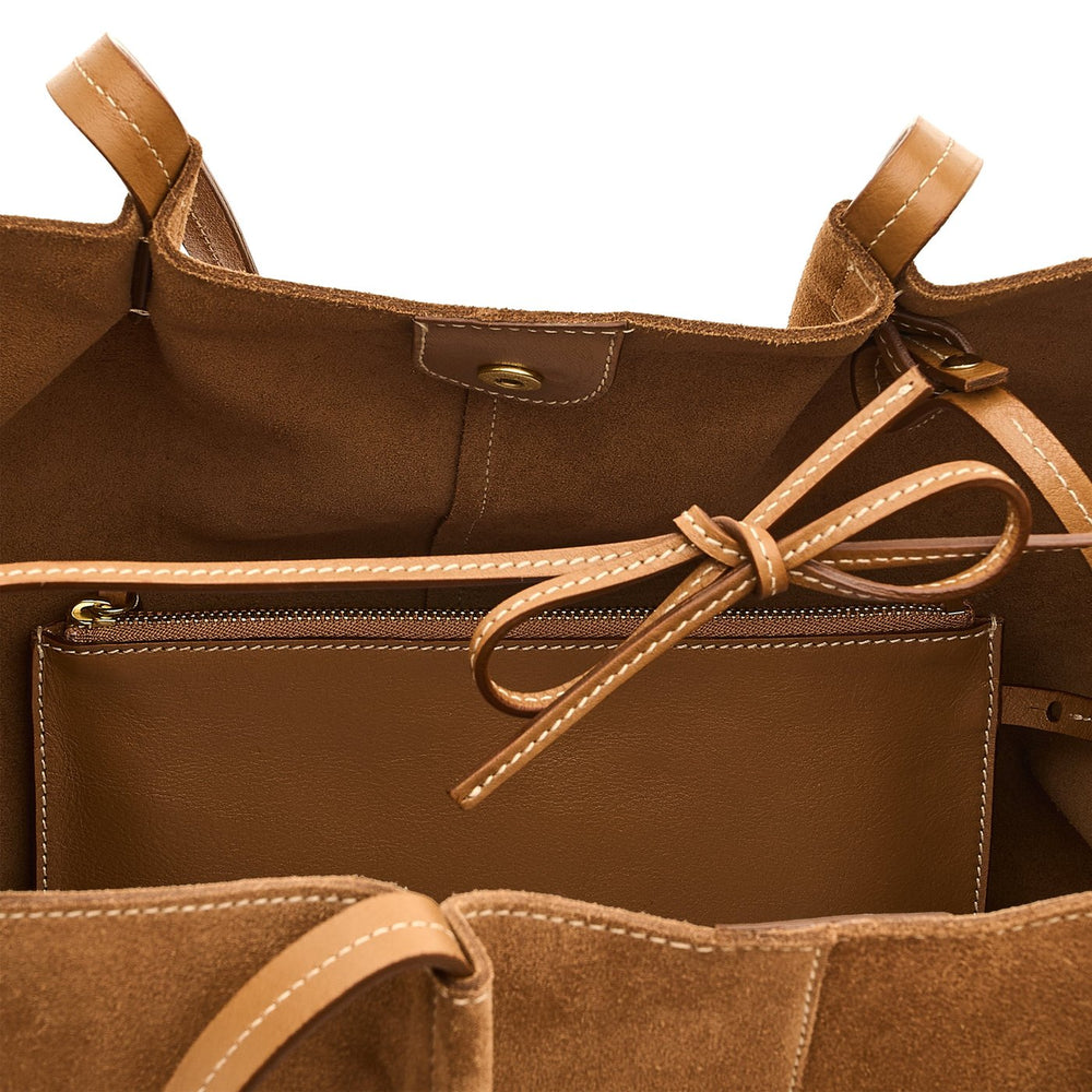 Nina | Sac fourre-tout pour femme en suede couleur gianduia