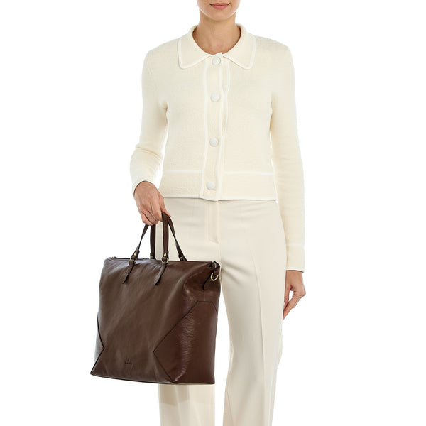 Storia | Sac fourre-tout pour femme en cuir couleur marron tabacco