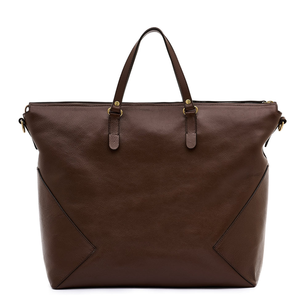 Storia | Women's tote bag in leather color brown tabacco — 
back or detail view
 — 4 of 6