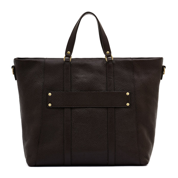 Segno | Sac fourre-tout pour homme en cuir couleur brun foncé — 
front view
