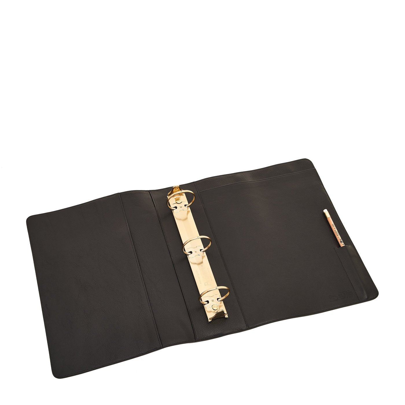 Script With Ring Bind Script binder 3 rings in leather color black – Il Bisonte