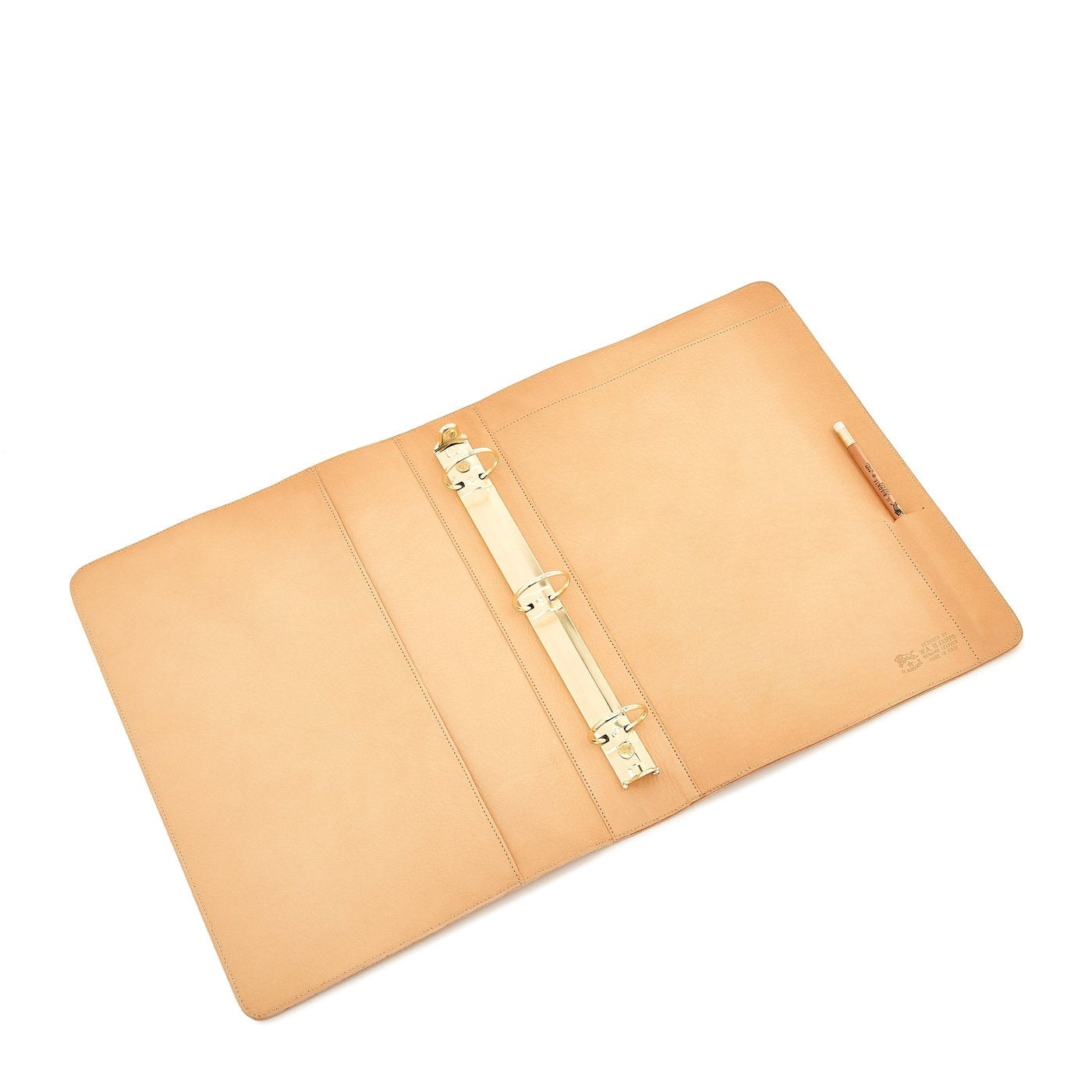 Script With Ring Bind Script binder 3 rings in leather color natural – Il Bisonte