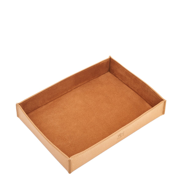 Home | Valet tray in leather color natural — 
front view
