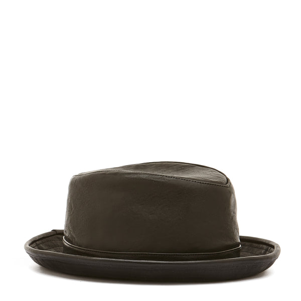 Berlino | Men's Hat in Vintage Leather color Black