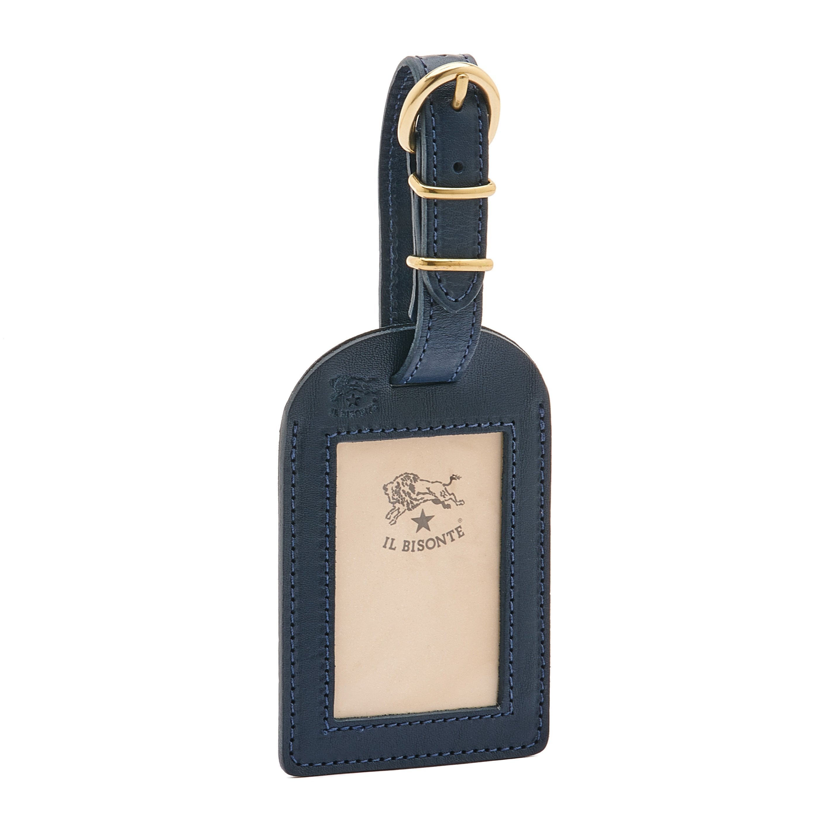 Travel | Luggage tag in calf leather color blue