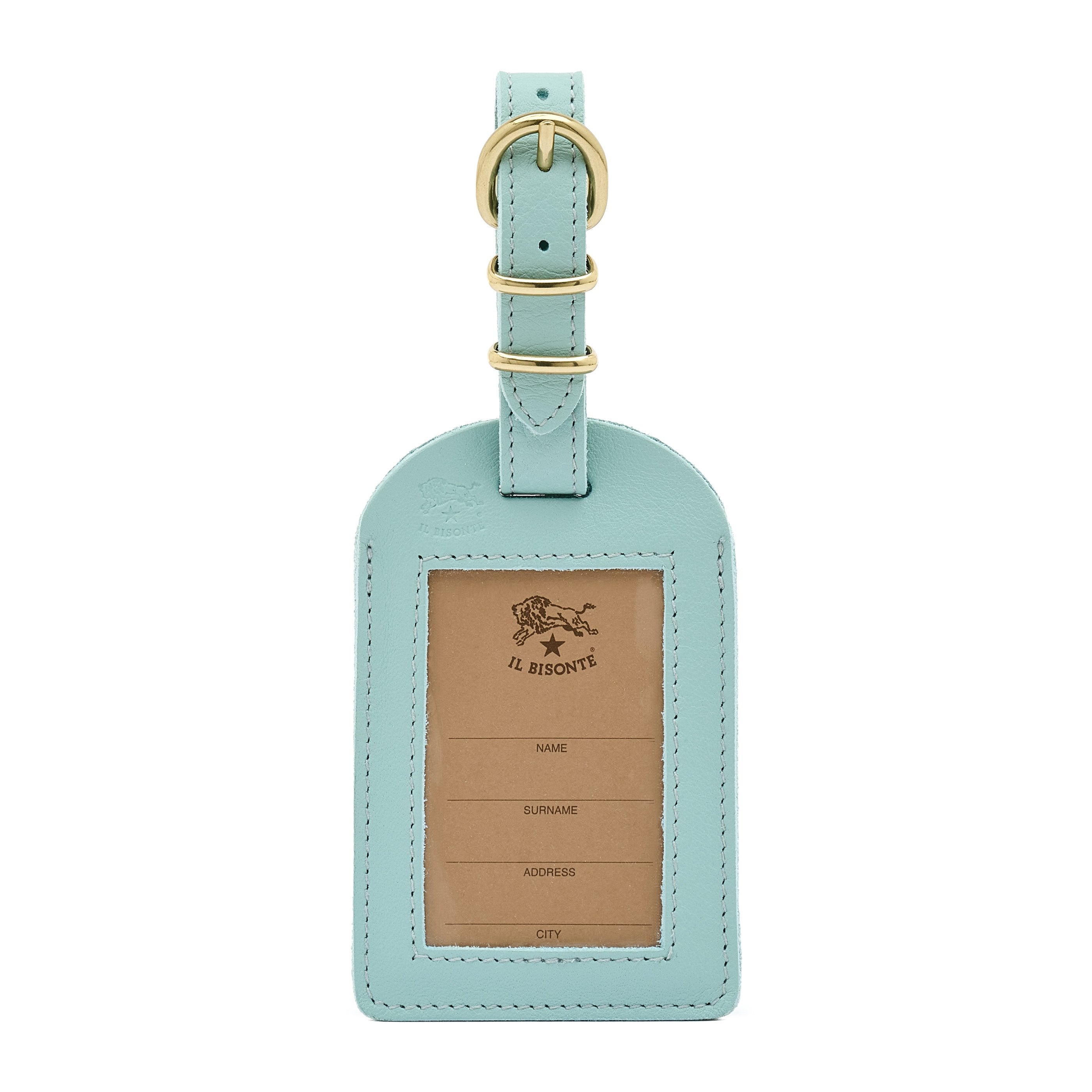 Travel | Luggage tag in leather color sky blue botticelli