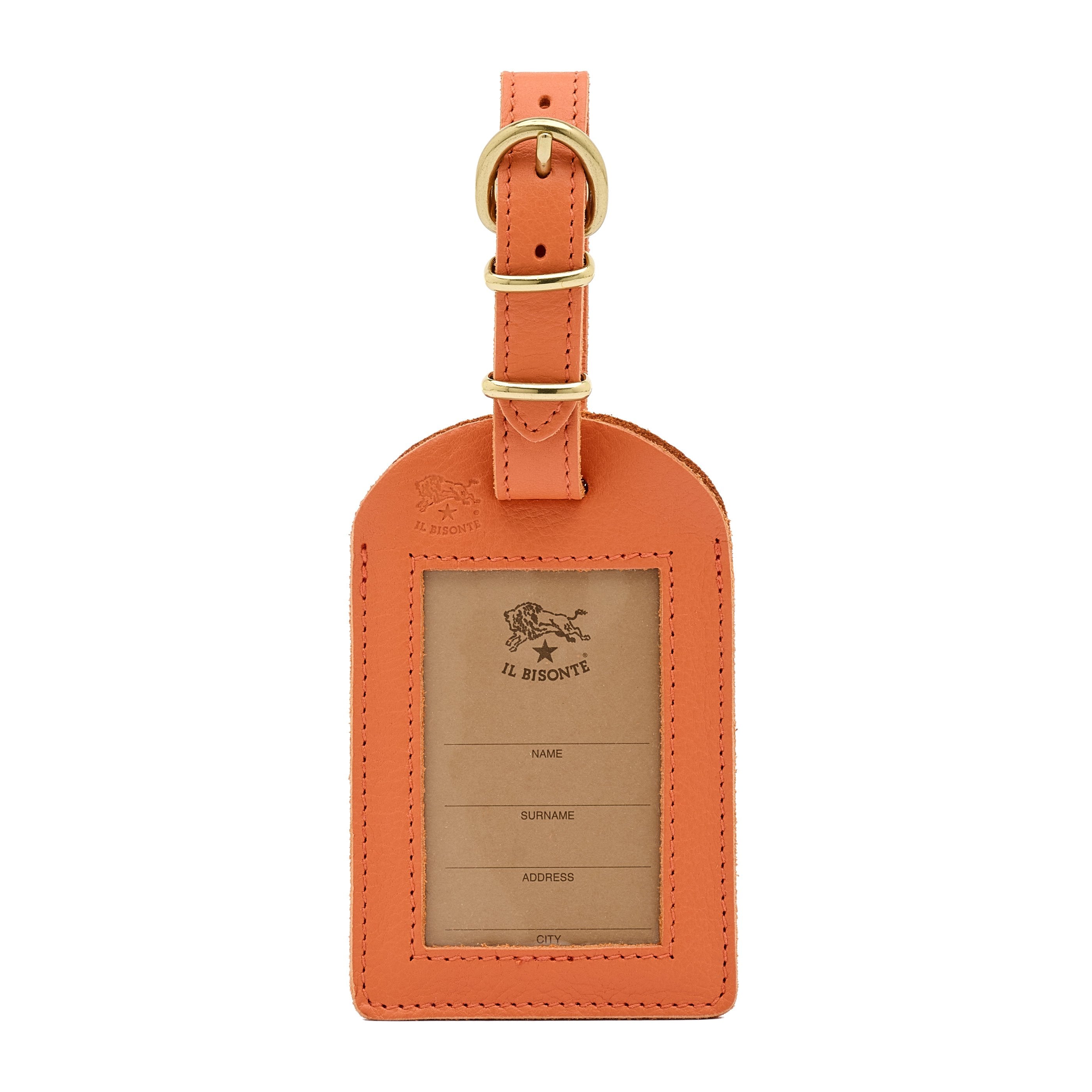 Travel | Luggage tag in leather color orange pontormo