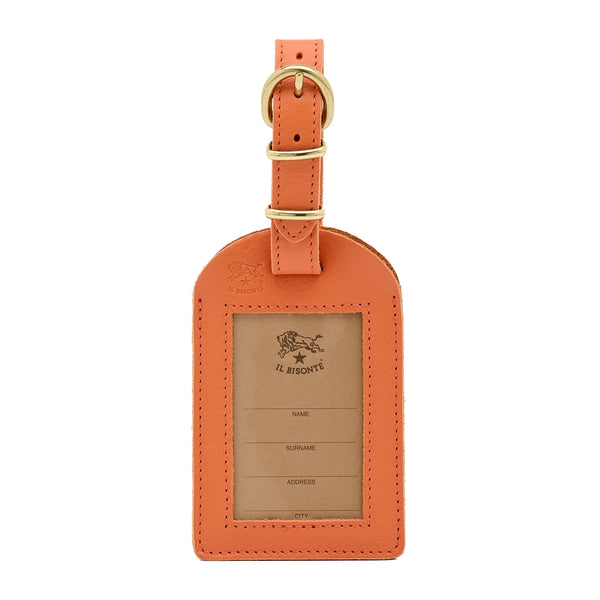 Travel | Luggage tag in leather color orange pontormo