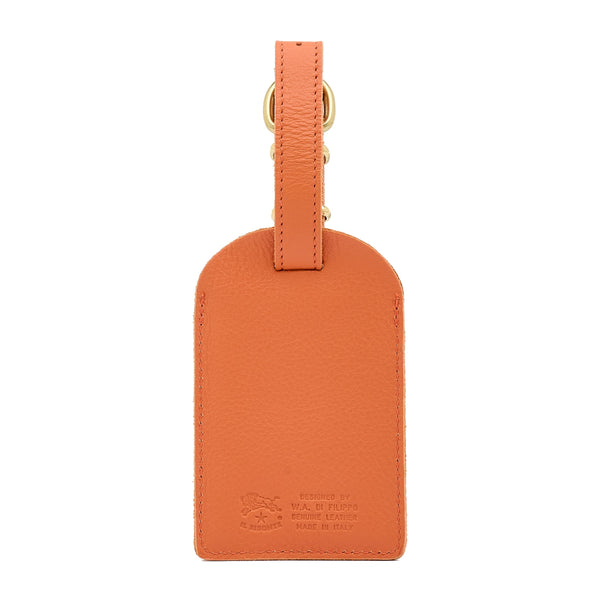 Travel | Luggage tag in leather color orange pontormo