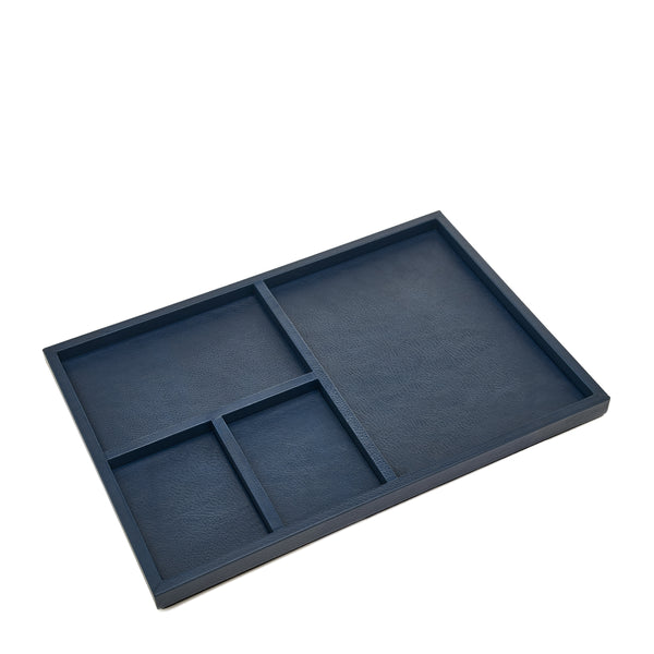 Canteen  tray 01 | Accessoire de maison en cuir couleur bleu