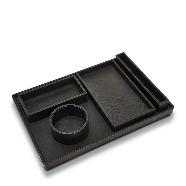 Canteen  tray 02 | Accessorio per la casa in cuoio colore nero