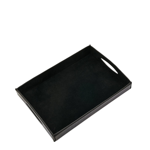 Home | Valet tray / pocket organizer in leather color black — 
front view
