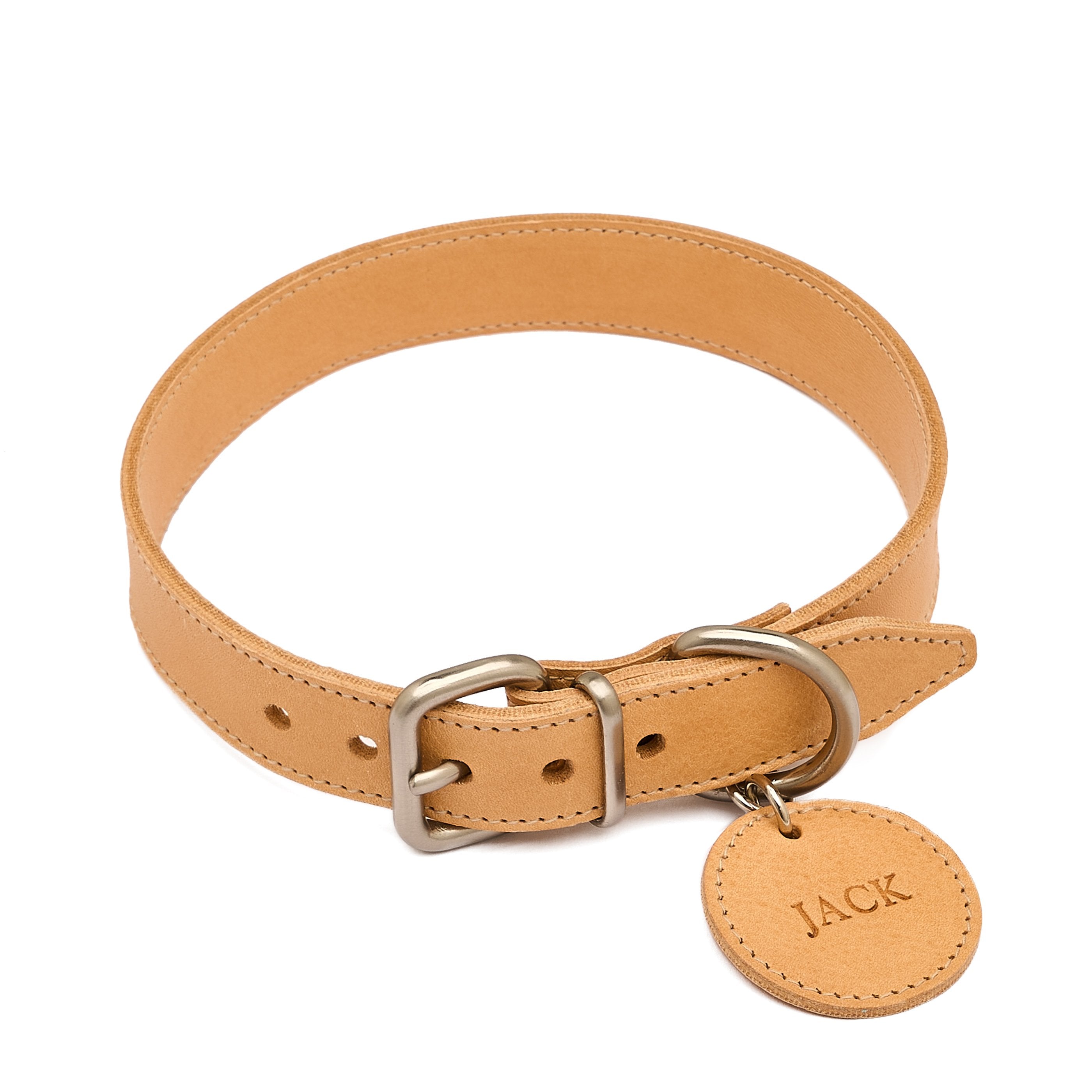 Pet collection | Collare per cani in pelle colore naturale