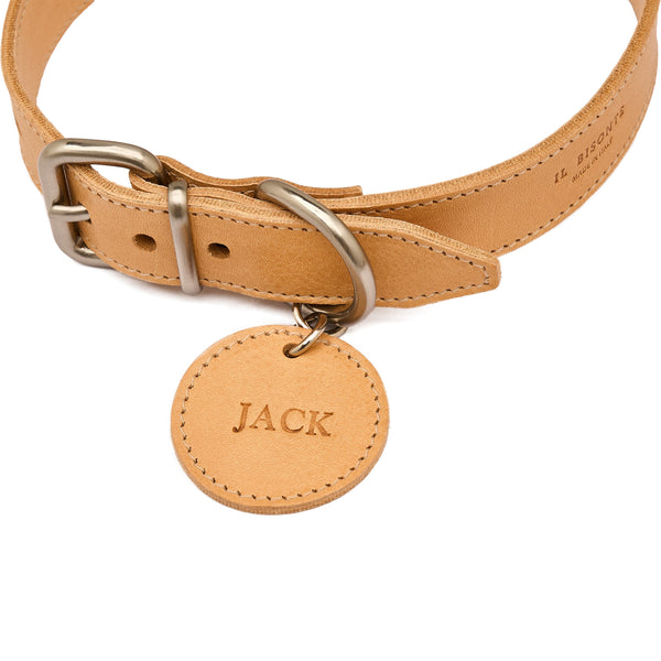 Pet collection | Collare per cani in pelle colore naturale