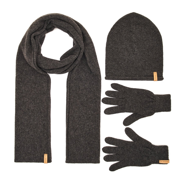 Opera | Women's scarf, hat and gloves in wool color grey