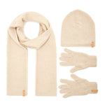 Opera | Écharpe, bonnet et gants pour femme en laine couleur ecru