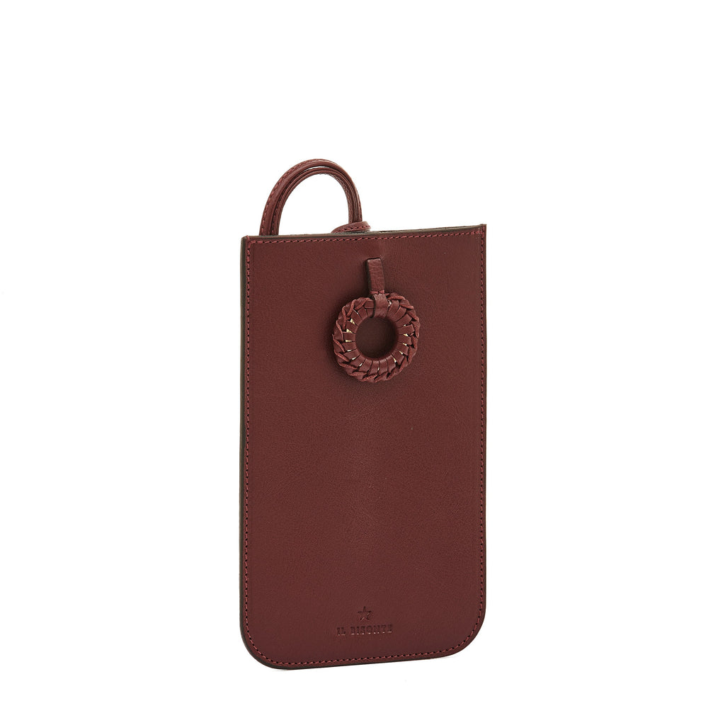 Tessa | Women's i-tech accessory in leather color black cherry — 
side view
 — 3 of 5