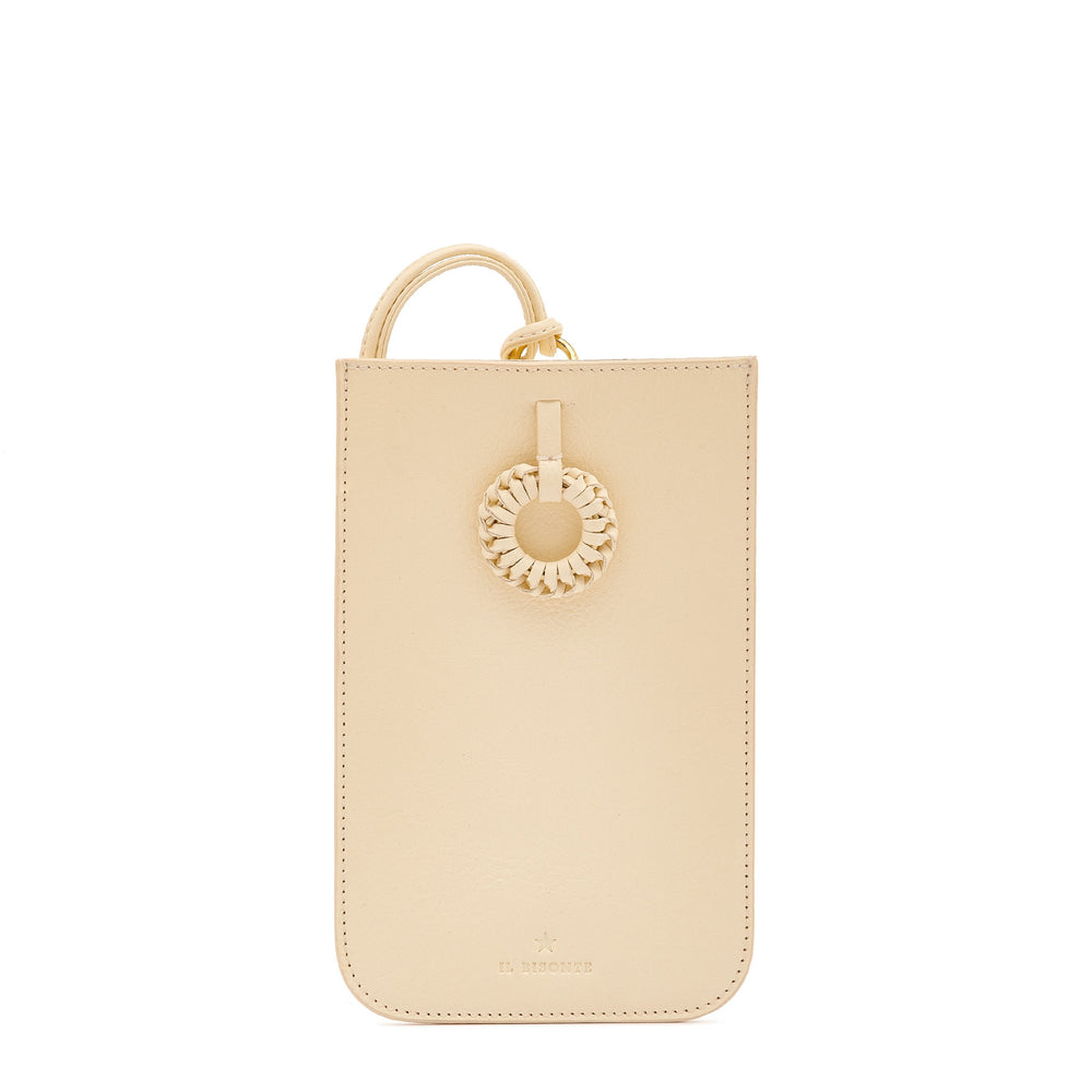 Tessa | Women's i-tech accessory in leather color milk — 
front view
 — 1 of 5