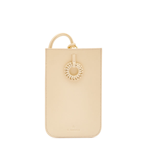 Tessa | Women's i-tech accessory in leather color milk — 
front view
