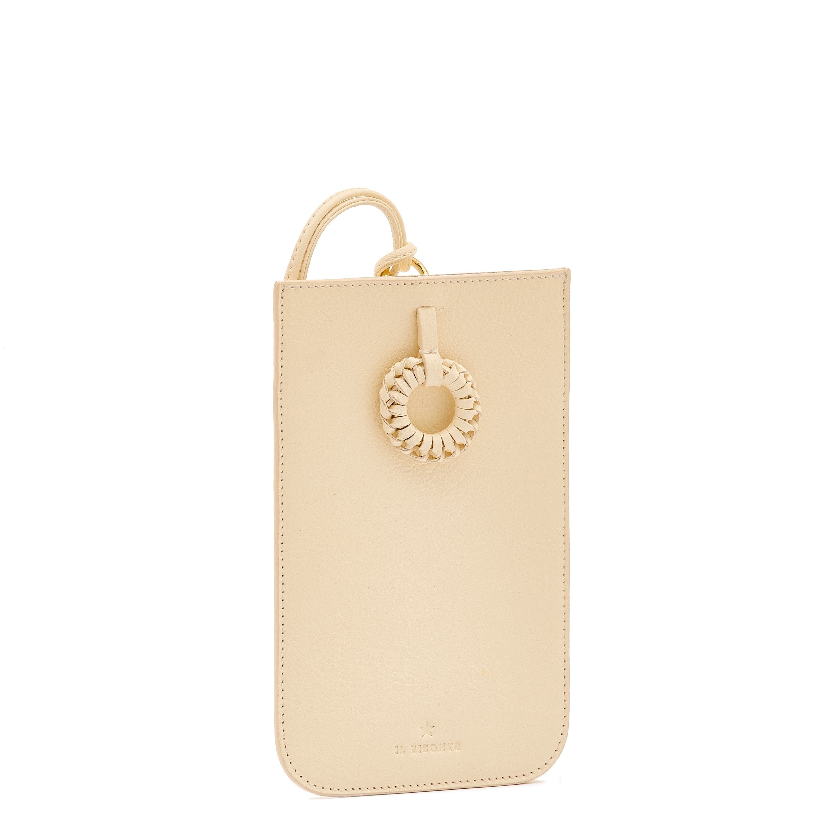 Tessa | Women's i-tech accessory in leather color milk — 
side view
 — 3 of 6