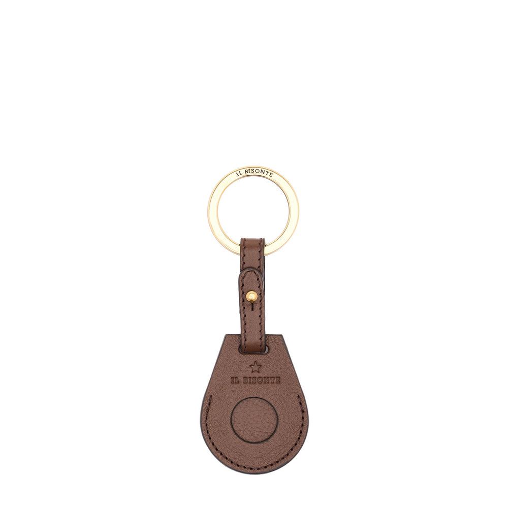 Nina | Air tag keyring pour femme en cuir couleur marron tabacco — 
front view
 — 1 of 3