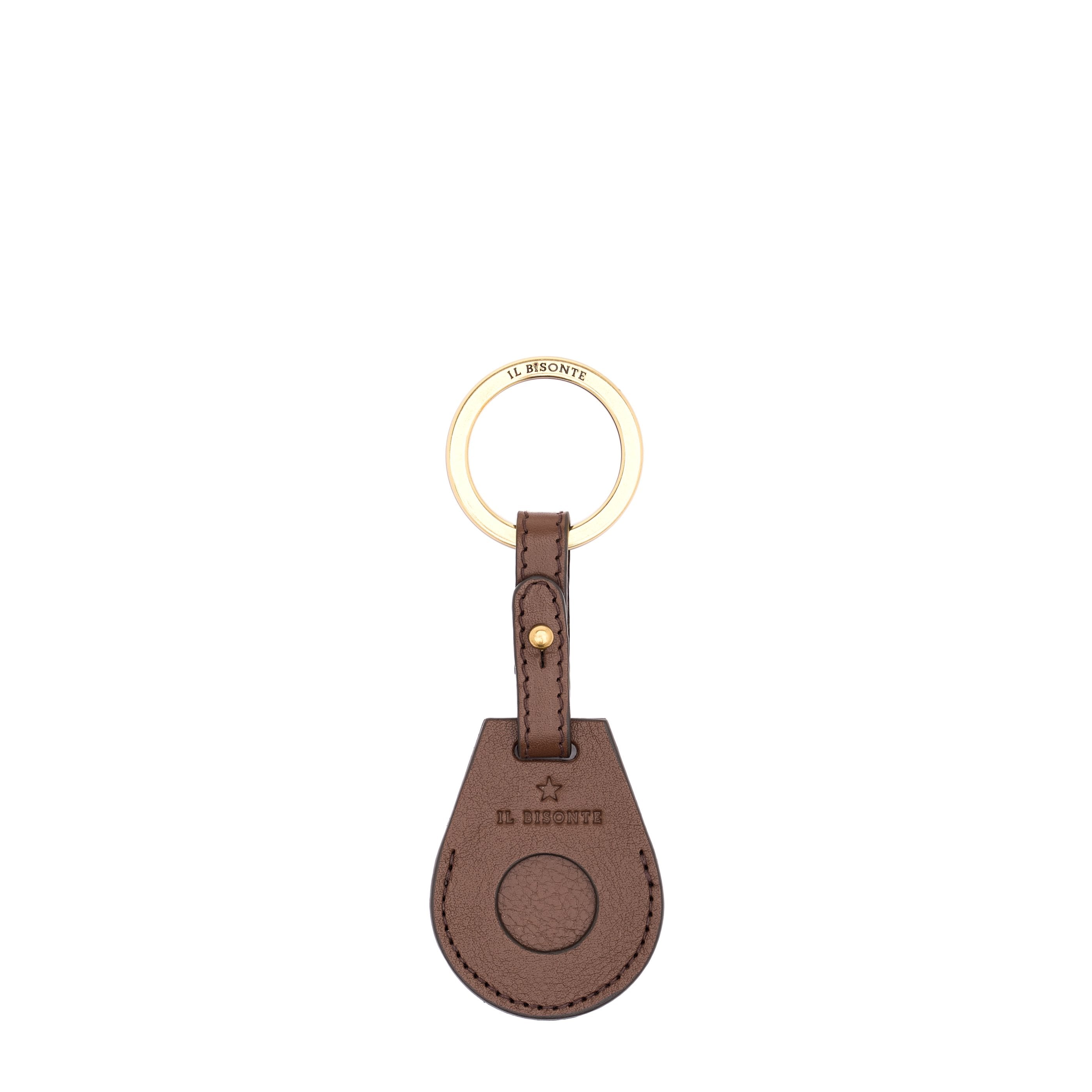Nina | Air tag keyring pour femme en cuir couleur marron tabacco — 
front view
 — 1 of 3