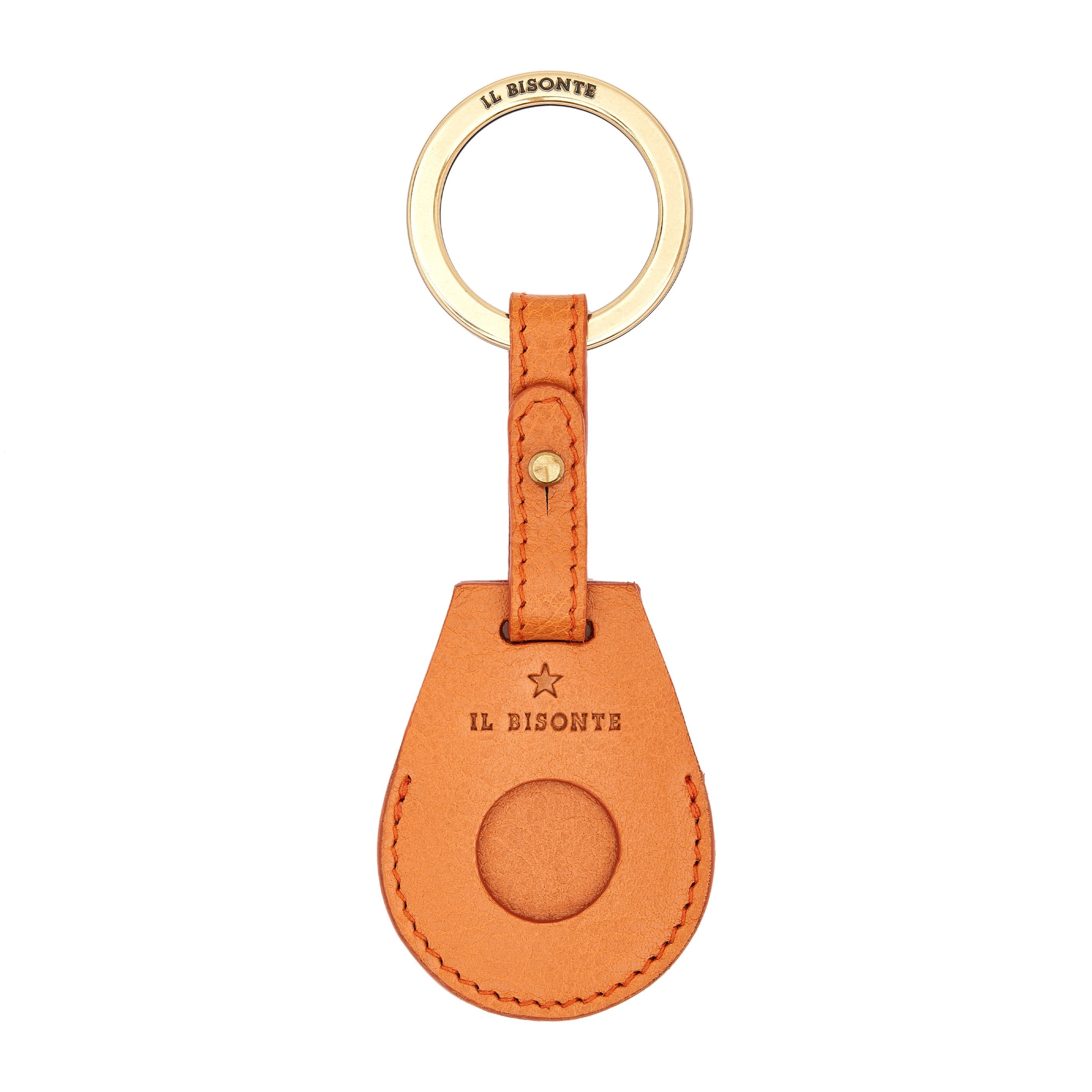 Nina | Women's air tag keyring in leather color caramel — 
front view
 — 1 of 3
