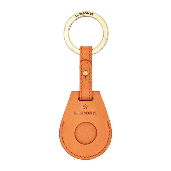 Nina | Women's air tag keyring in leather color caramel — 
front view
