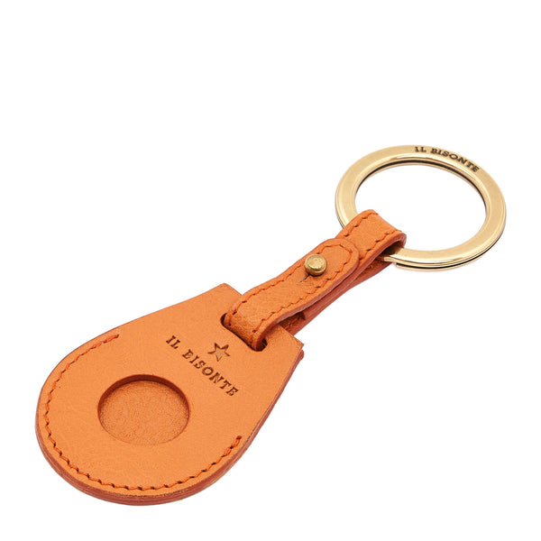 Nina | Women's air tag keyring in leather color caramel — 
side view

