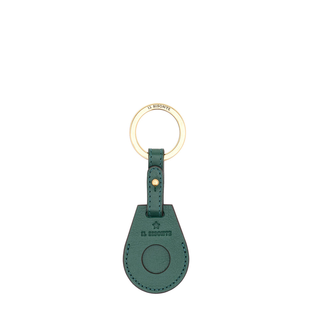 Nina | Women's air tag keyring in leather color green oleandro — 
front view
 — 1 of 3