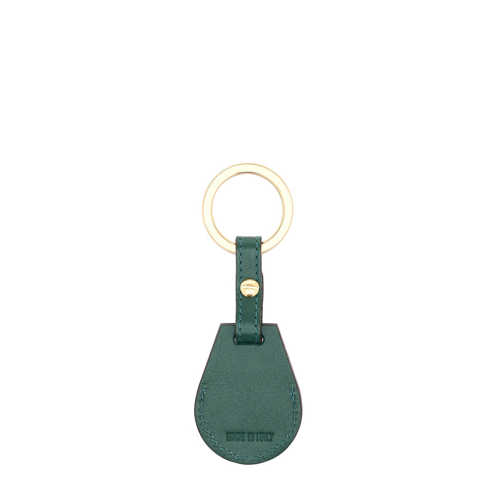 Nina | Women's air tag keyring in leather color green oleandro — 
back or detail view
 — 3 of 3