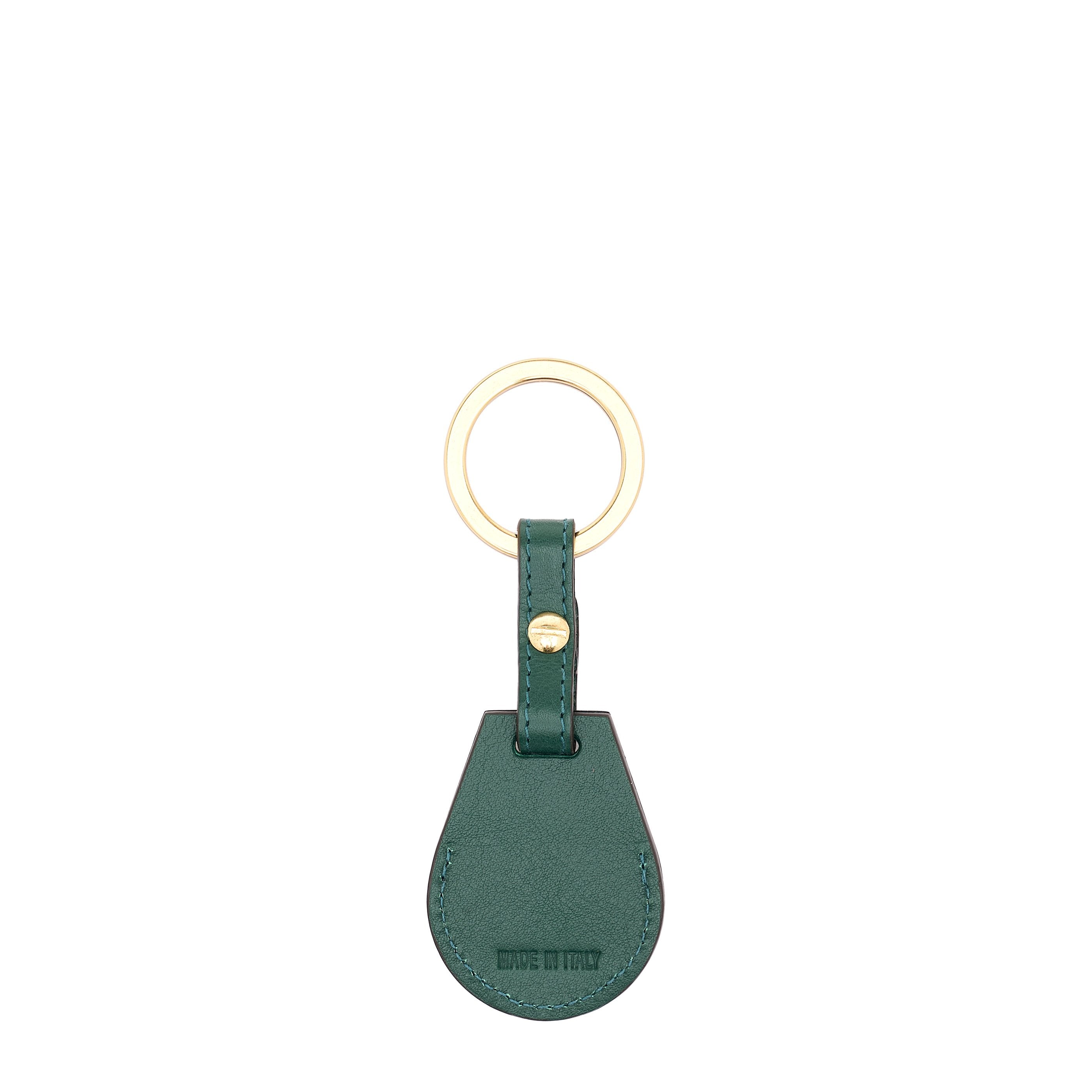 Nina | Women's air tag keyring in leather color green oleandro — 
back or detail view
 — 3 of 3