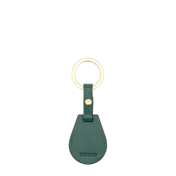 Nina | Women's air tag keyring in leather color green oleandro