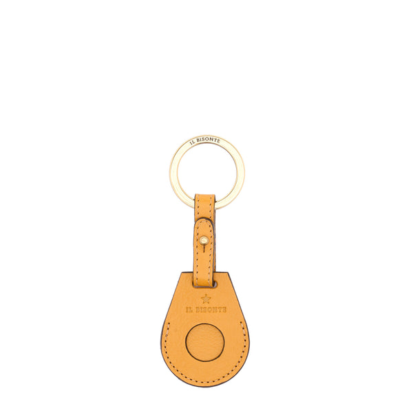 Nina | Women's air tag keyring in leather color yellow narciso — 
front view
