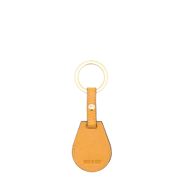 Nina | Women's air tag keyring in leather color yellow narciso — 
back or detail view
