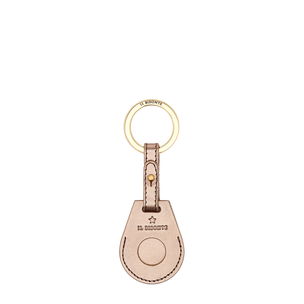 Nina | Women's air tag keyring in metallic leather color metallic bronze — 
front view
 — 1 of 3