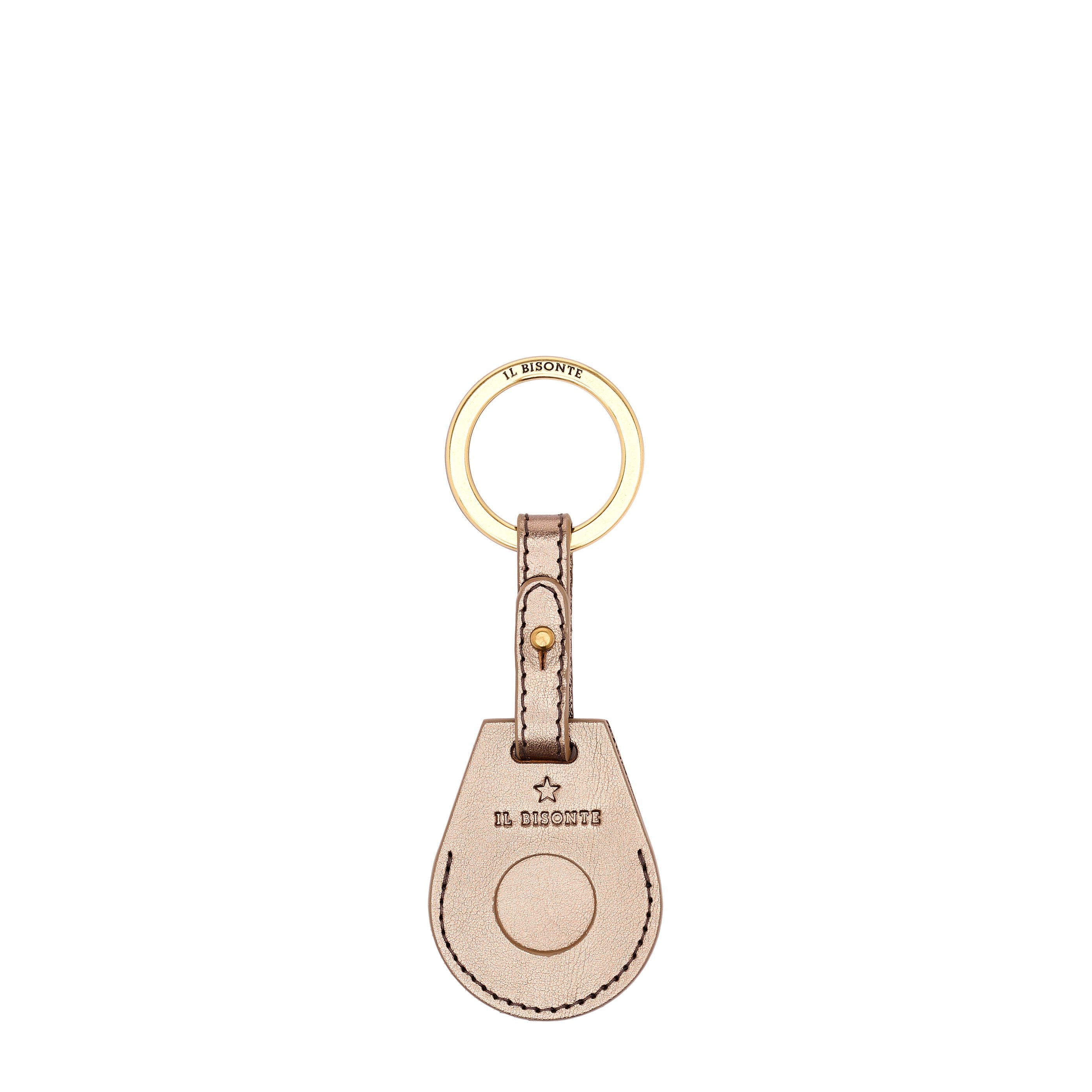 Nina | Women's air tag keyring in metallic leather color metallic bronze — 
front view
 — 1 of 3