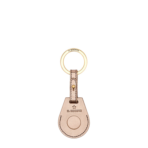 Nina | Women's air tag keyring in metallic leather color metallic bronze — 
front view
