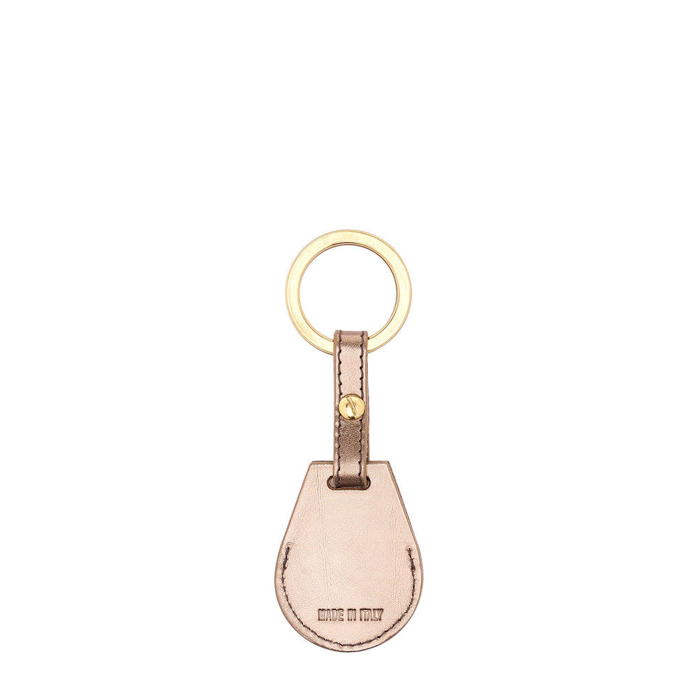Nina | Women's air tag keyring in metallic leather color metallic bronze — 
back or detail view
 — 3 of 3