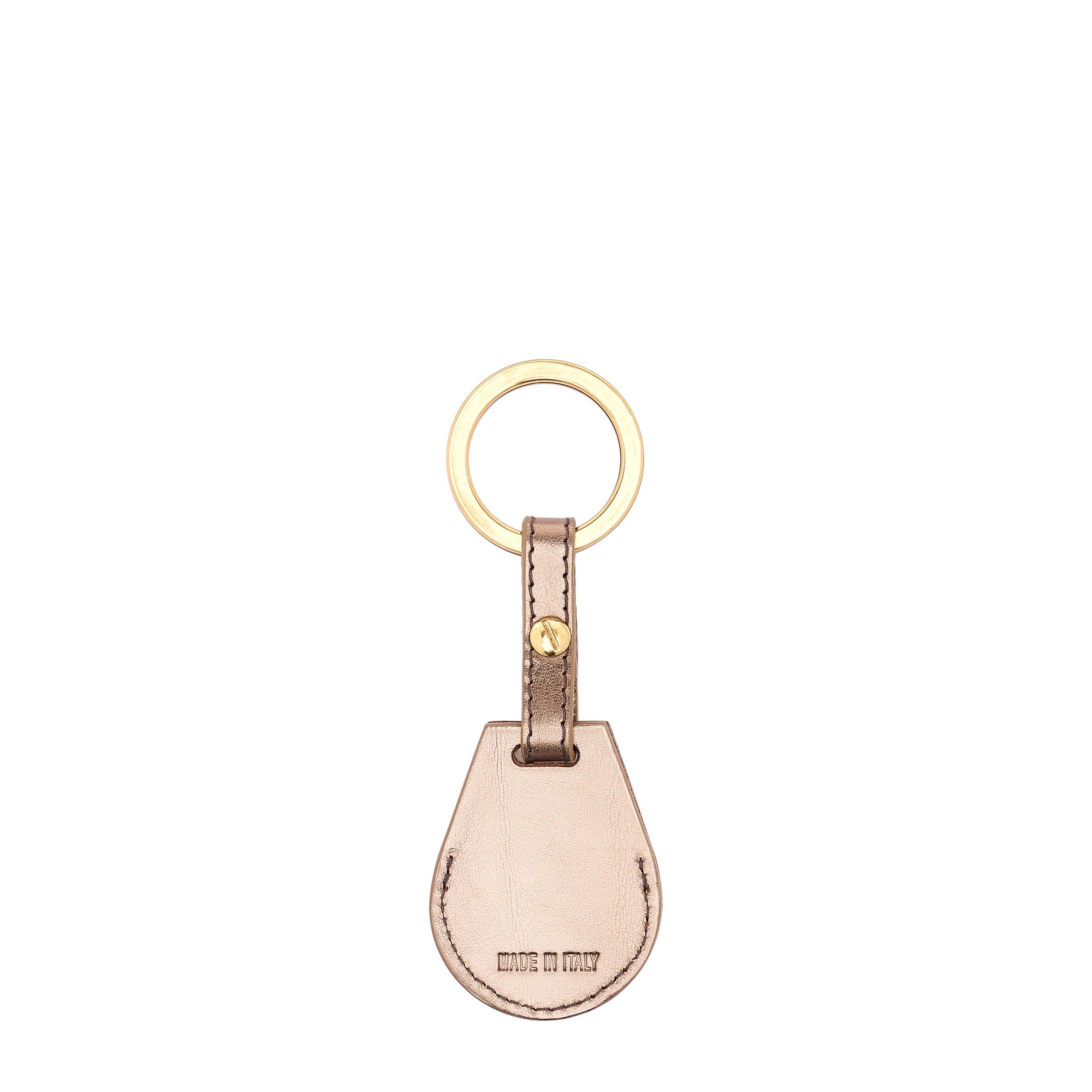 Nina | Women's air tag keyring in metallic leather color metallic bronze — 
back or detail view
 — 3 of 3