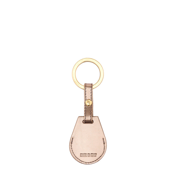 Nina | Women's air tag keyring in metallic leather color metallic bronze