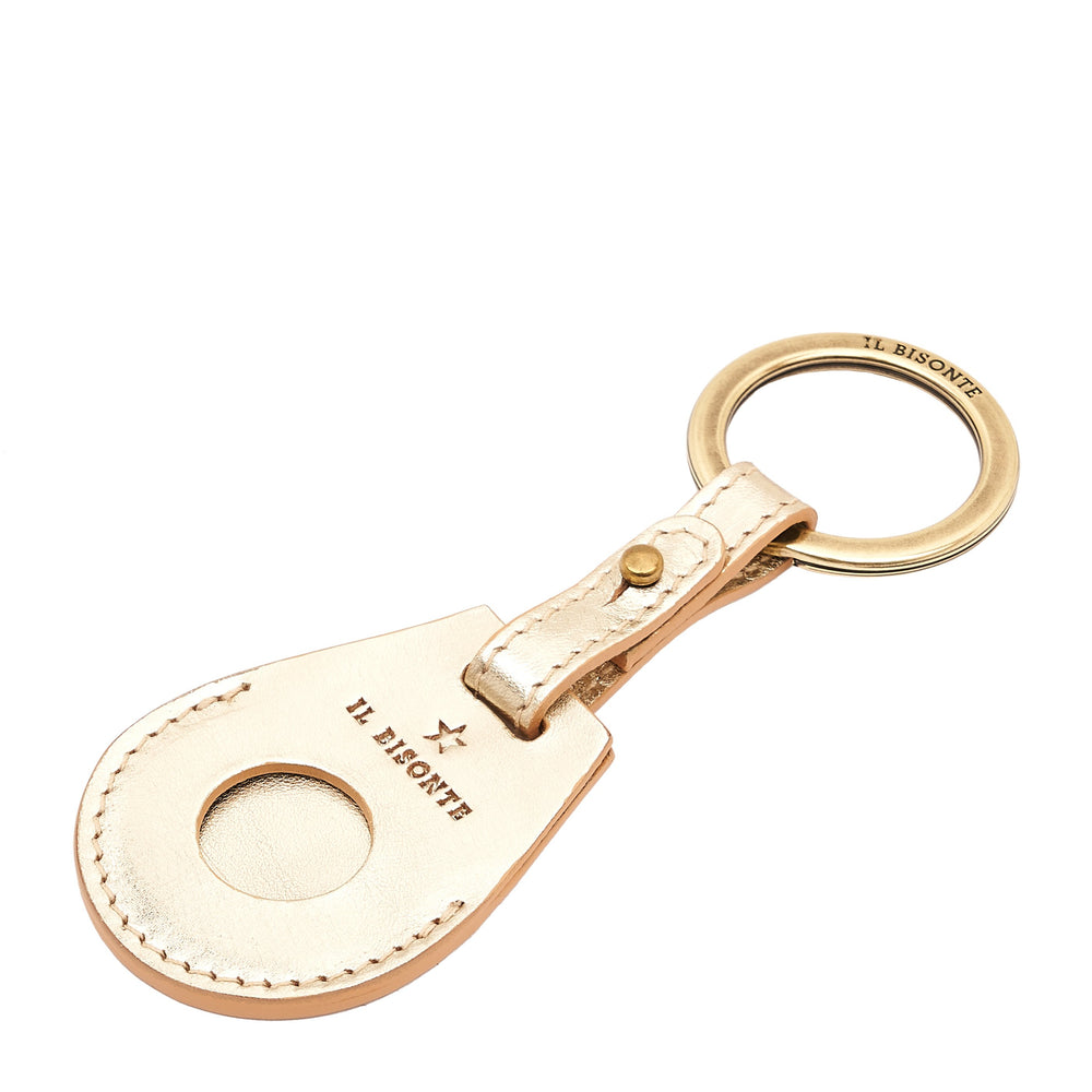 Nina | Air tag keyring pour femme en cuir métallisé couleur métallique platine — 
side view
 — 2 of 3