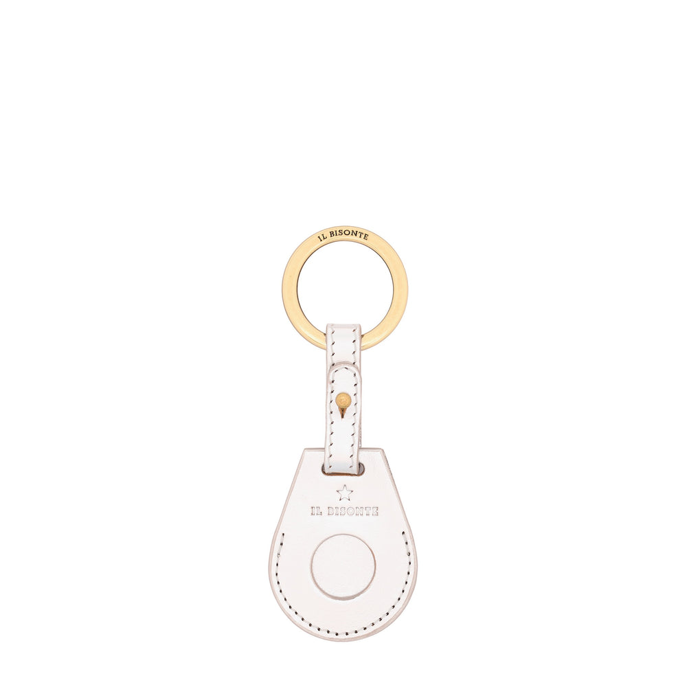 Nina | Women's air tag keyring in metallic leather color metallic silver — 
front view
 — 1 of 3