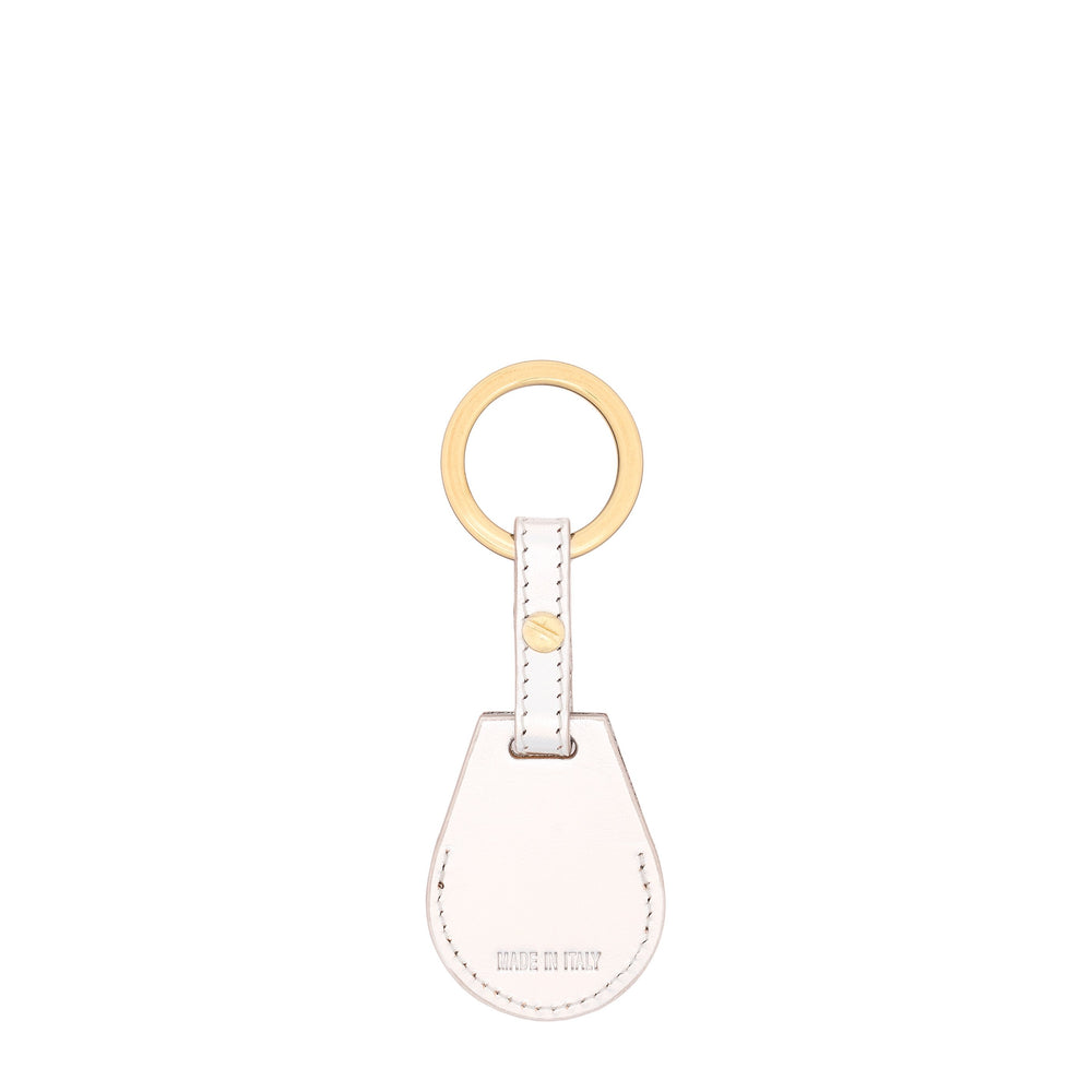 Nina | Women's air tag keyring in metallic leather color metallic silver — 
back or detail view
 — 3 of 3