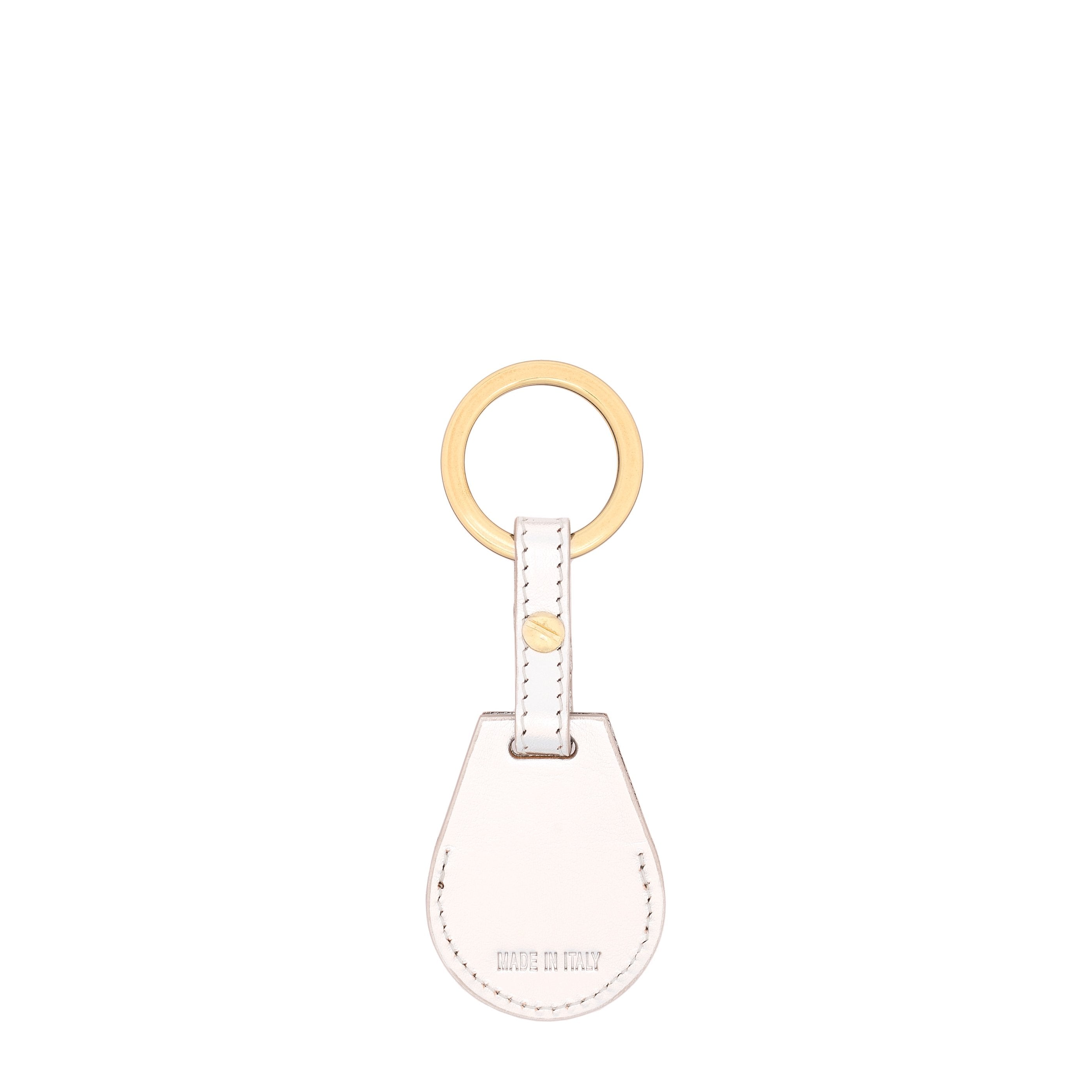 Nina | Women's air tag keyring in metallic leather color metallic silver — 
back or detail view
 — 3 of 3