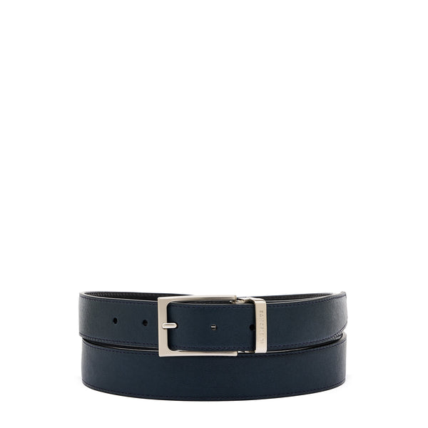 Cestello | Men's belt in vintage leather color mezzanotte blue