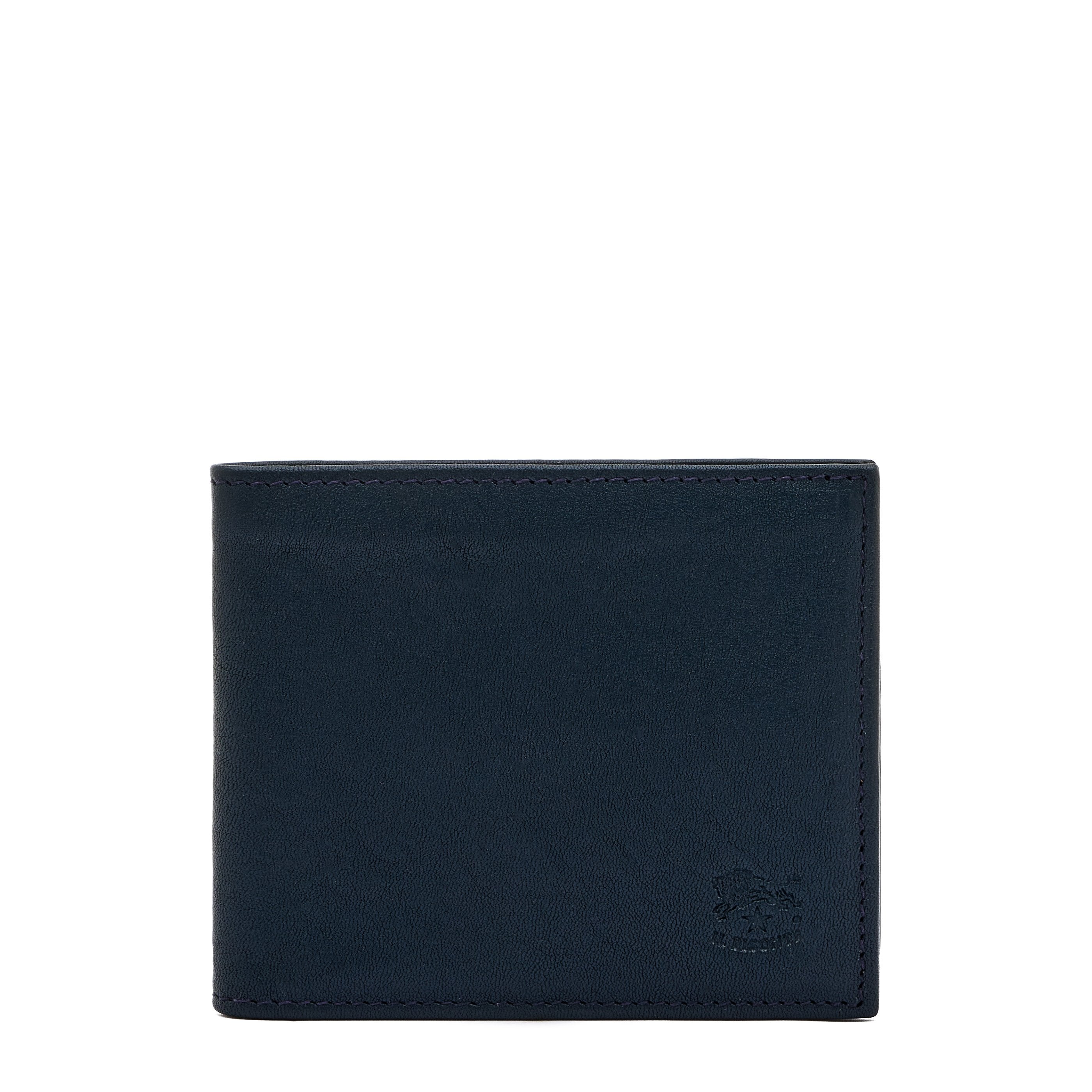 Feniglia | Men's bi-fold wallet in vintage leather color mezzanotte blue