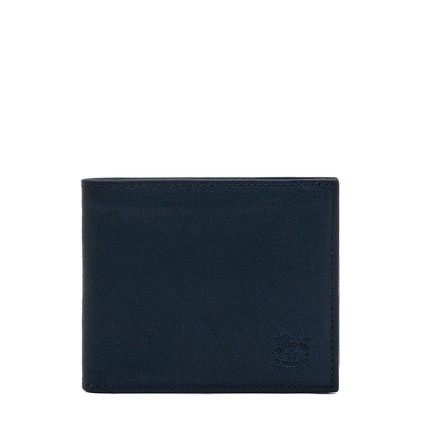 Feniglia | Portafoglio a libro da uomo in pelle invecchiata colore blu mezzanotte