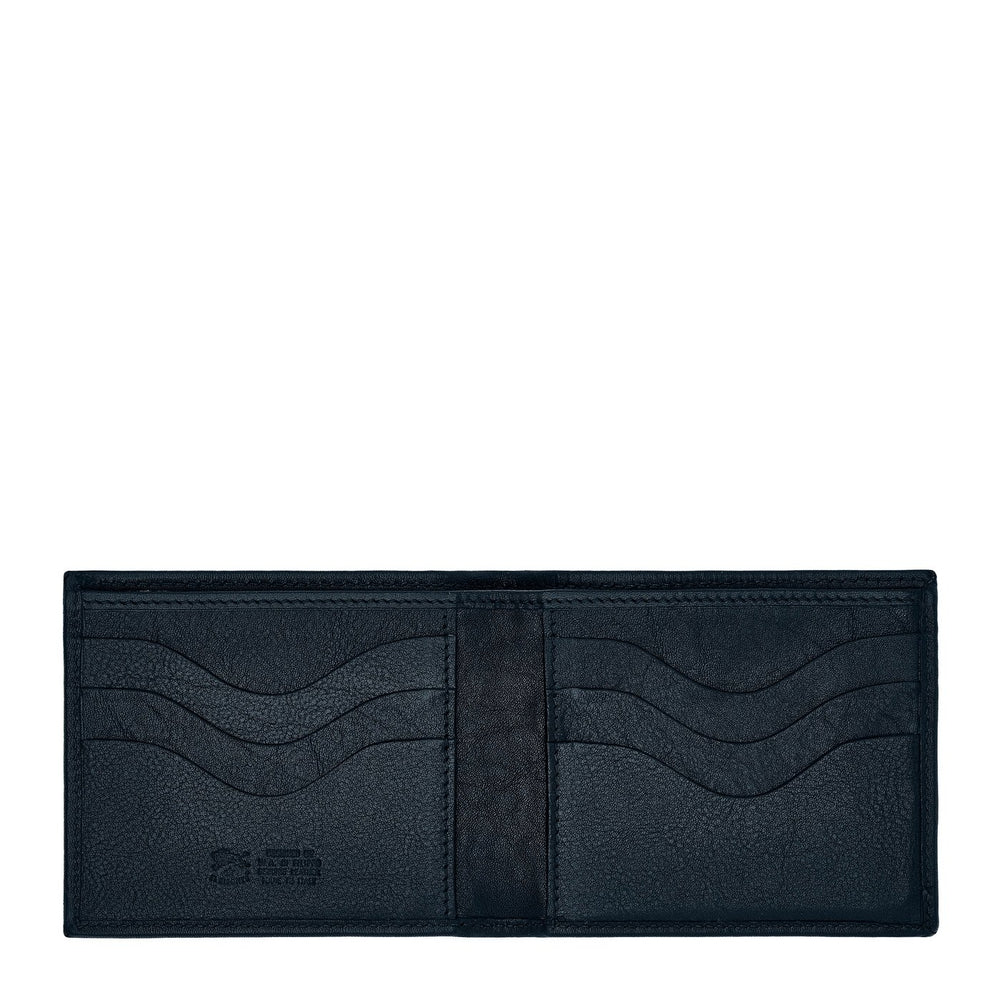 Feniglia | Men's bi-fold wallet in vintage leather color mezzanotte blue