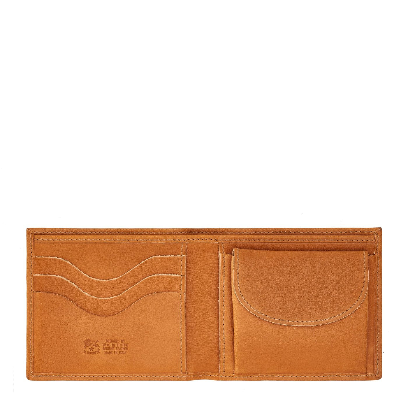 Men's bi-fold wallet in vintage leather color natural